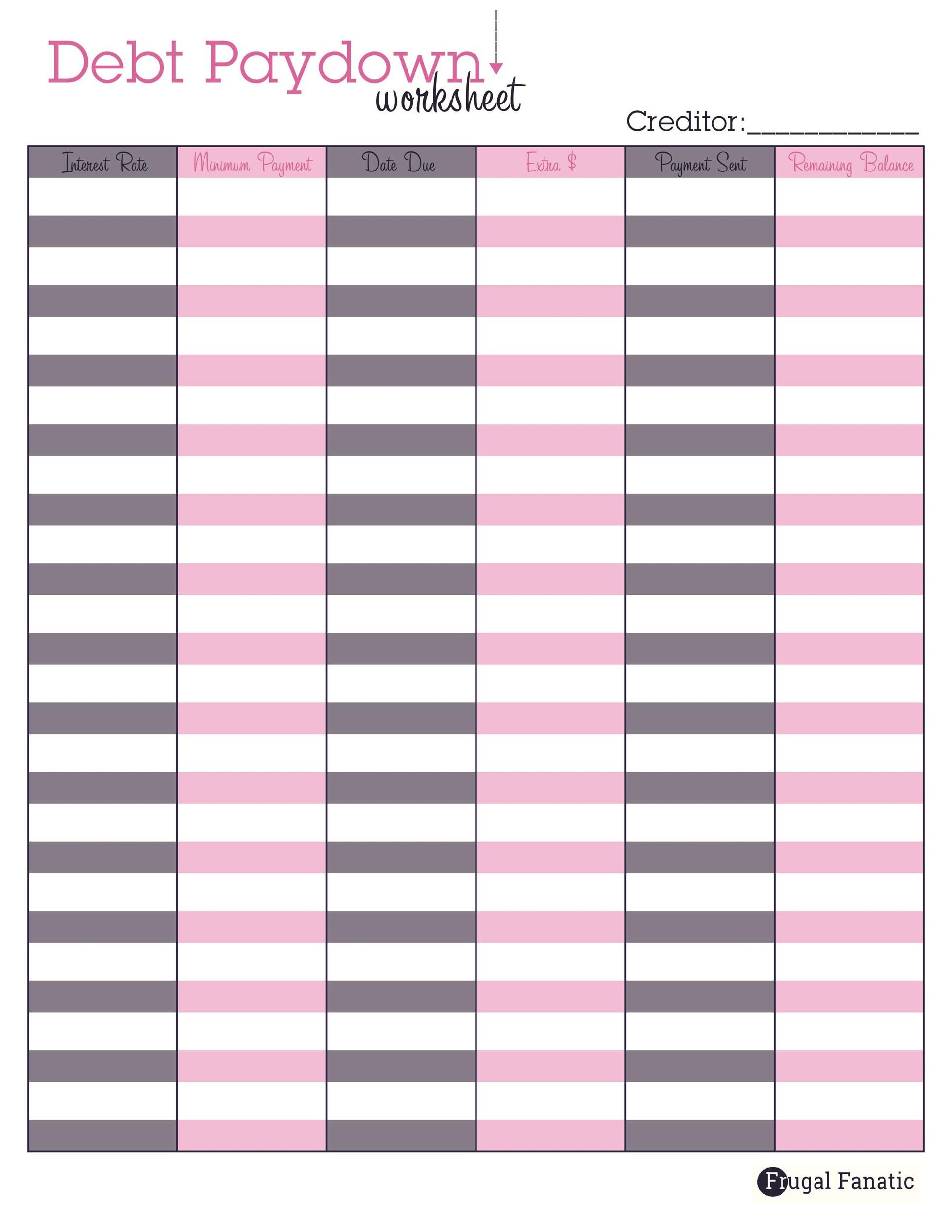 38 Debt Snowball Spreadsheets, Forms &amp;amp; Calculators ❄❄❄ throughout Free Printable Debt Snowball Worksheets