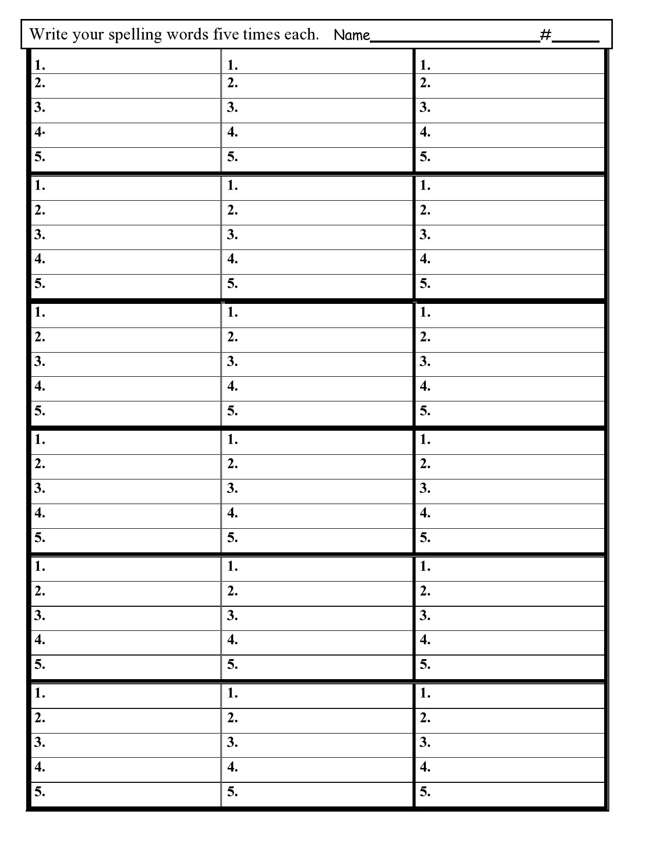 38 Printable Spelling Test Templates [Word &amp;amp; Pdf] ᐅ Templatelab for Free Printable Blank Spelling Practice Worksheets