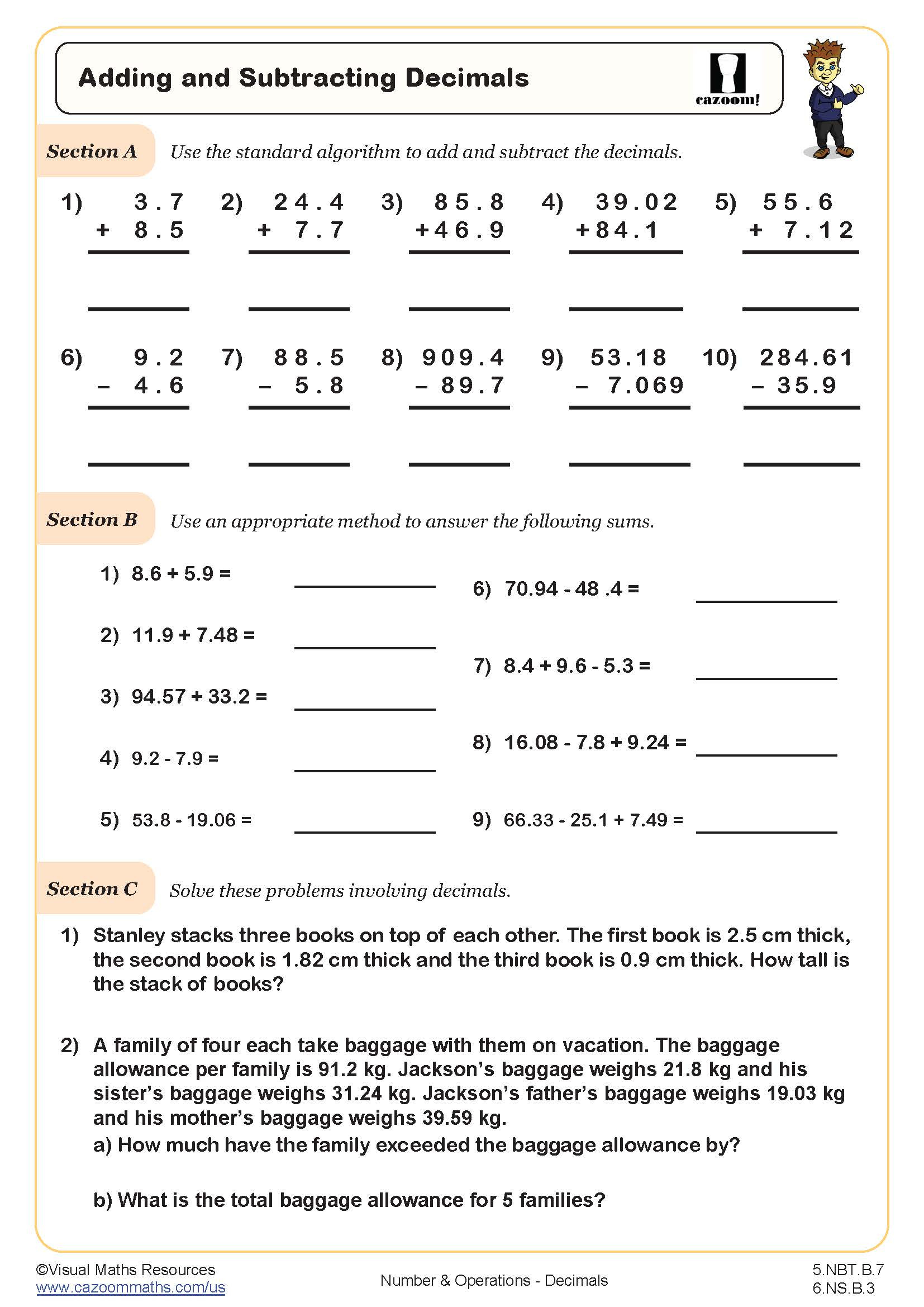 5Th Grade Math Worksheets Pdf | Printable Pdf Worksheets | Cazoom Math throughout 5Th Grade Math Worksheets Free Printable