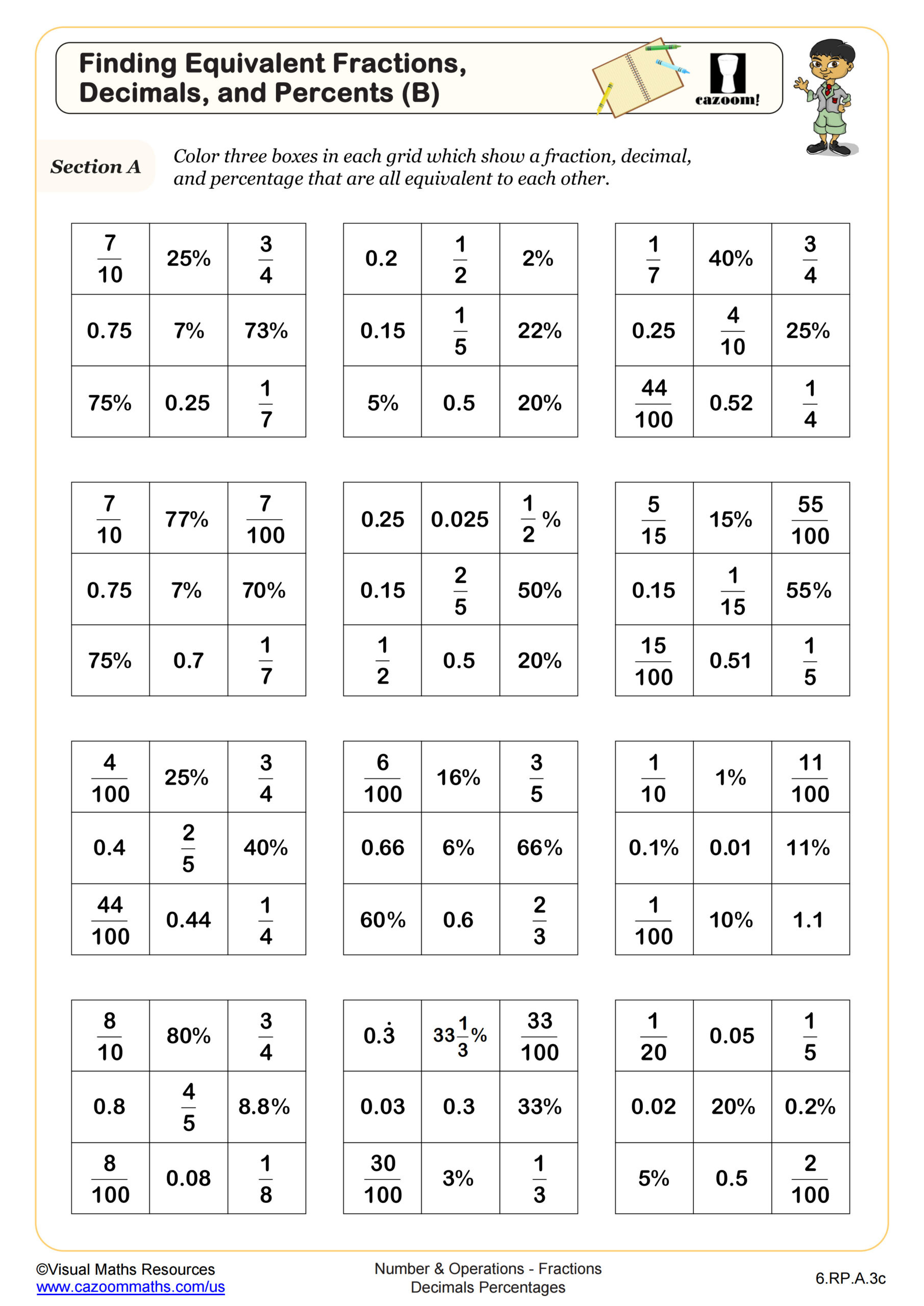 6Th Grade Math Worksheets | Printable Pdf Worksheets | Cazoom Math intended for Free Printable Worksheets For 6th Grade