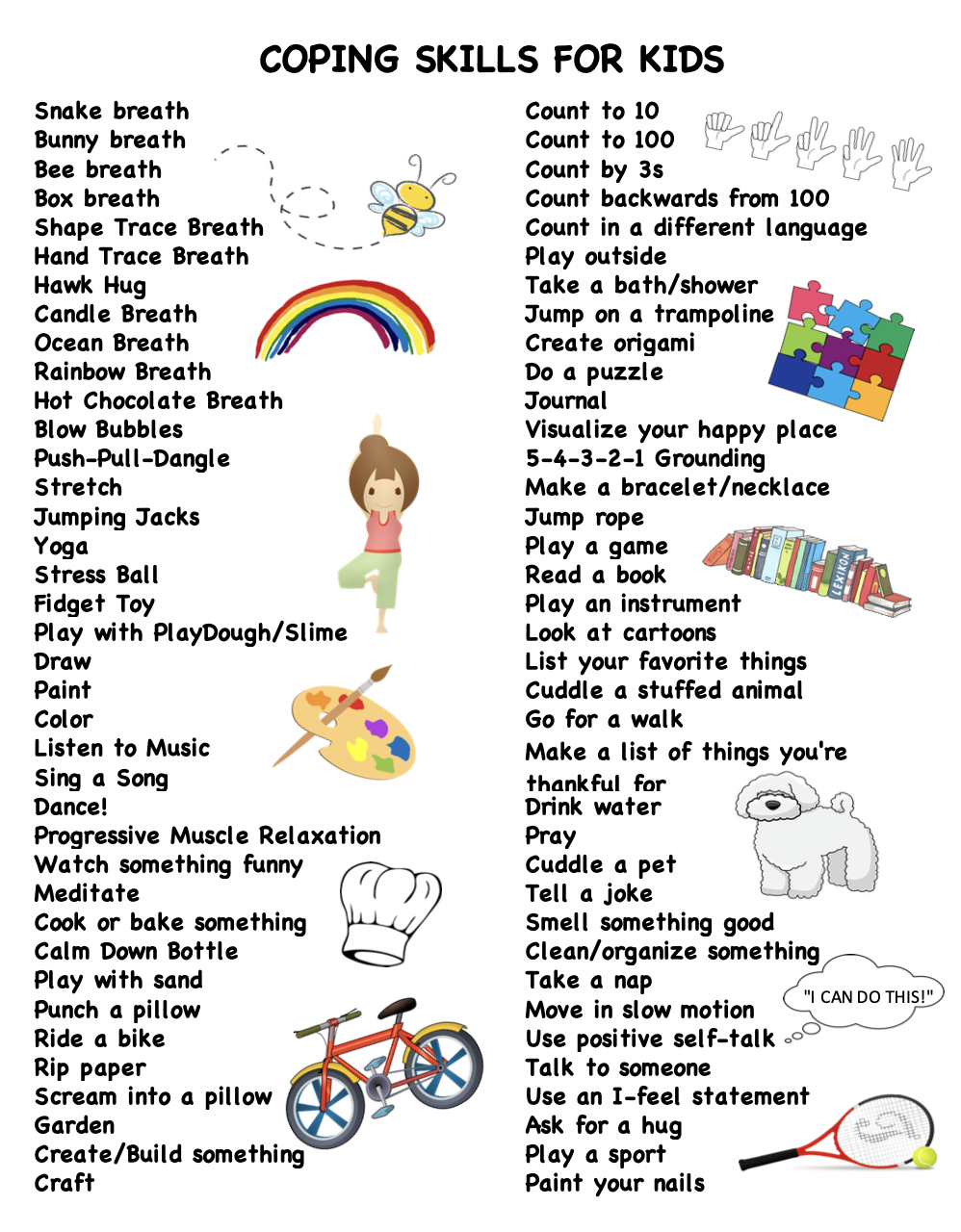 75 Coping Skills For Kids (Free Printable) – Krista H Counseling in Free Printable Coping Skills Worksheets