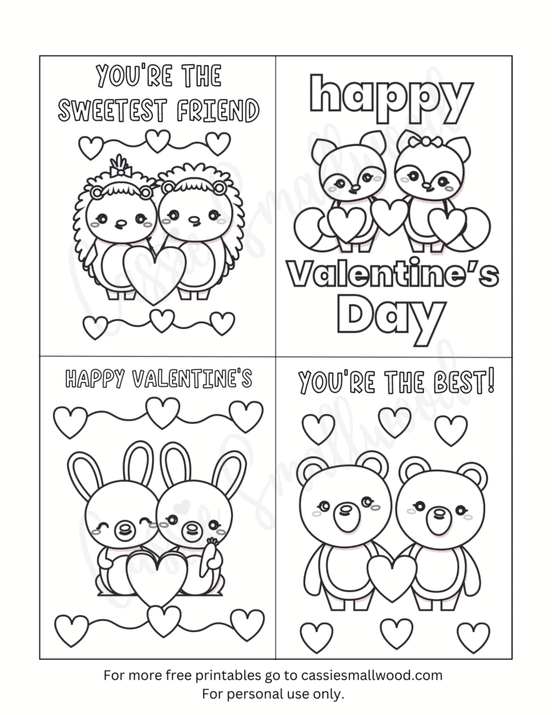 93 Cutest Printable Valentine&amp;#039;S Day Cards To Color - Cassie Smallwood with Free Printable Valentine Day Worksheets
