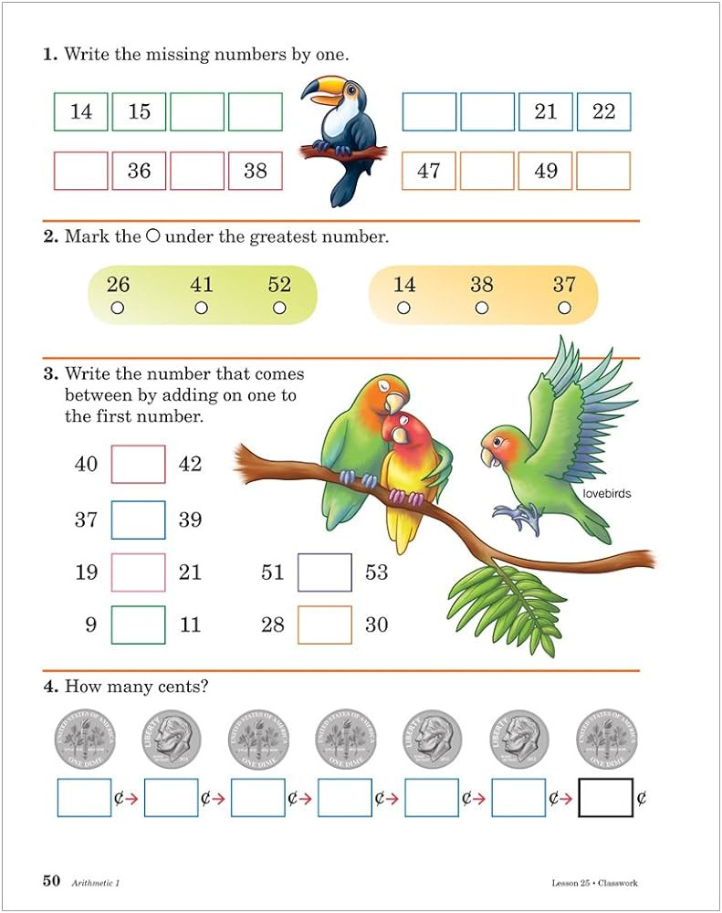 Abeka Arithmetic 1 1St Grade 1 Mathematics Student Work Text inside Free Printable Abeka Worksheets