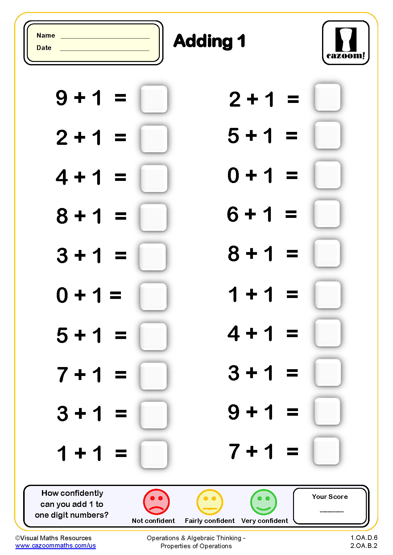 Adding 1 Drills Worksheet (20 Questions) | Grade 1 Pdf Addition regarding Free Printable Addition Worksheets For Grade 1