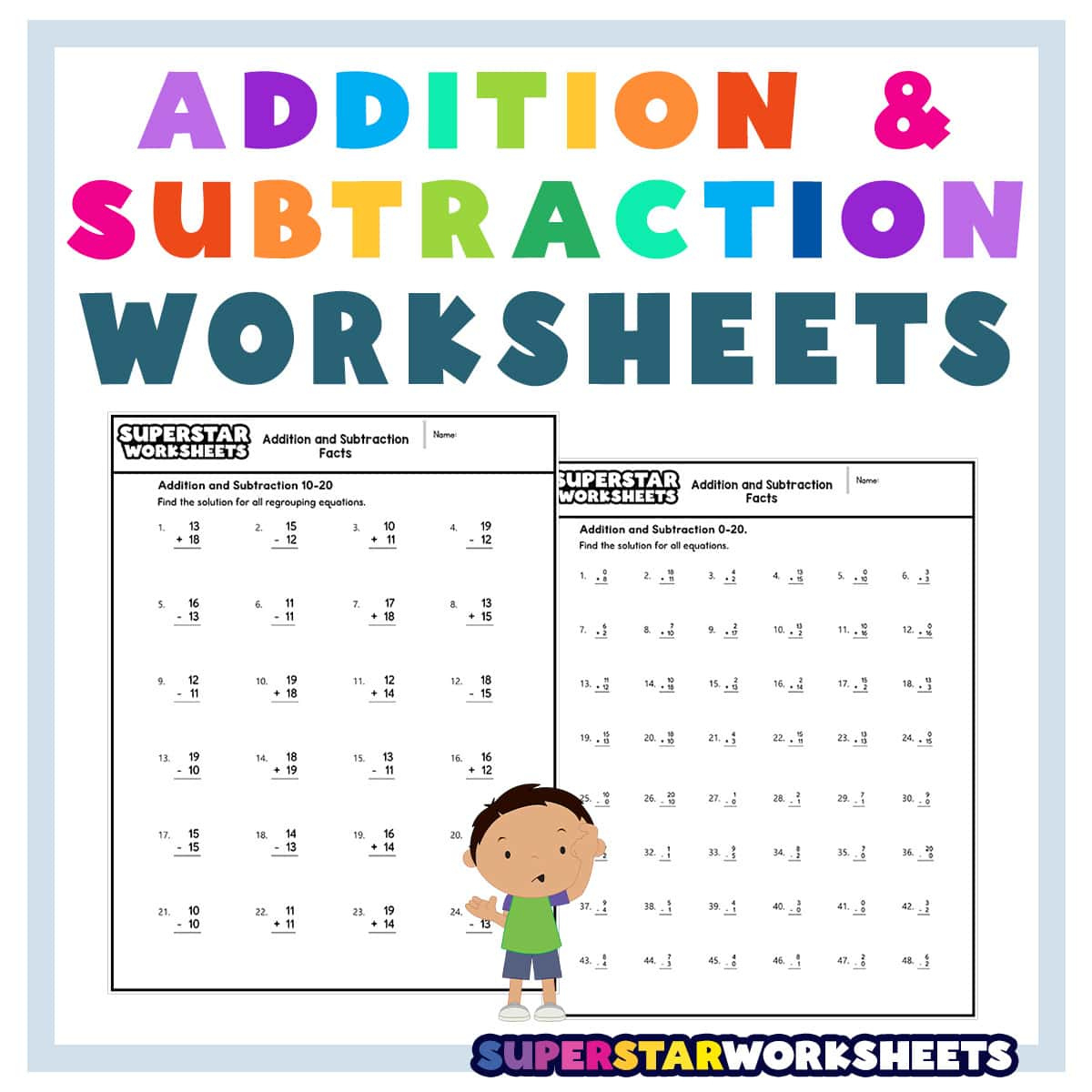 Addition And Subtraction Worksheets - Superstar Worksheets regarding Free Printable Addition And Subtraction Worksheets