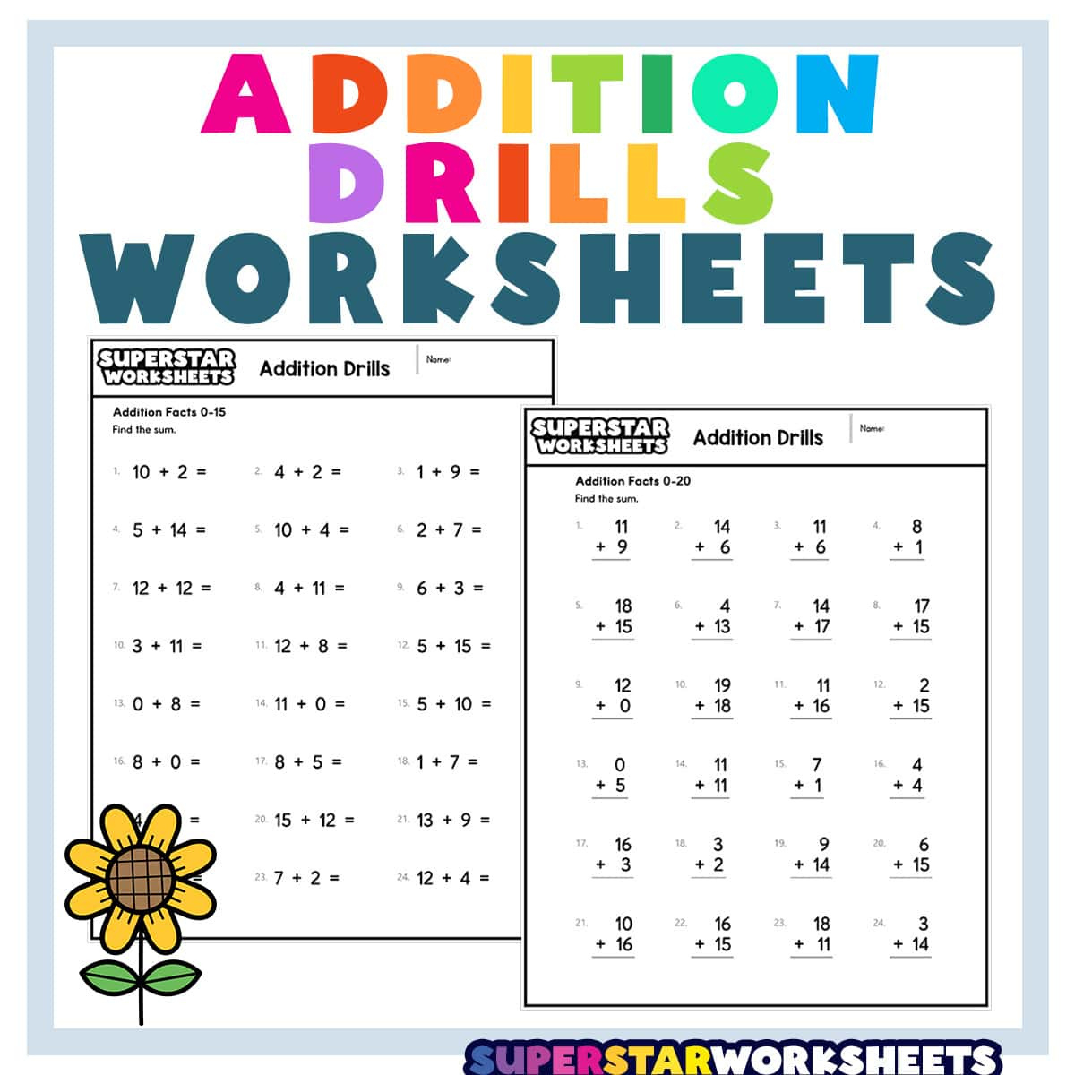Addition Drills - Superstar Worksheets within Addition Facts Worksheets Free Printable