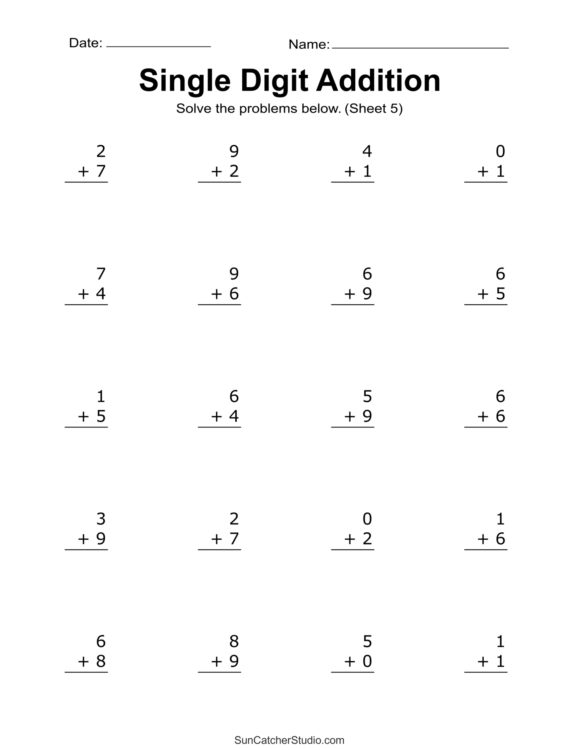 Addition Worksheets (Free Printable Easy Math Problems) – Free within Free Printable Math Addition Worksheets For Kindergarten