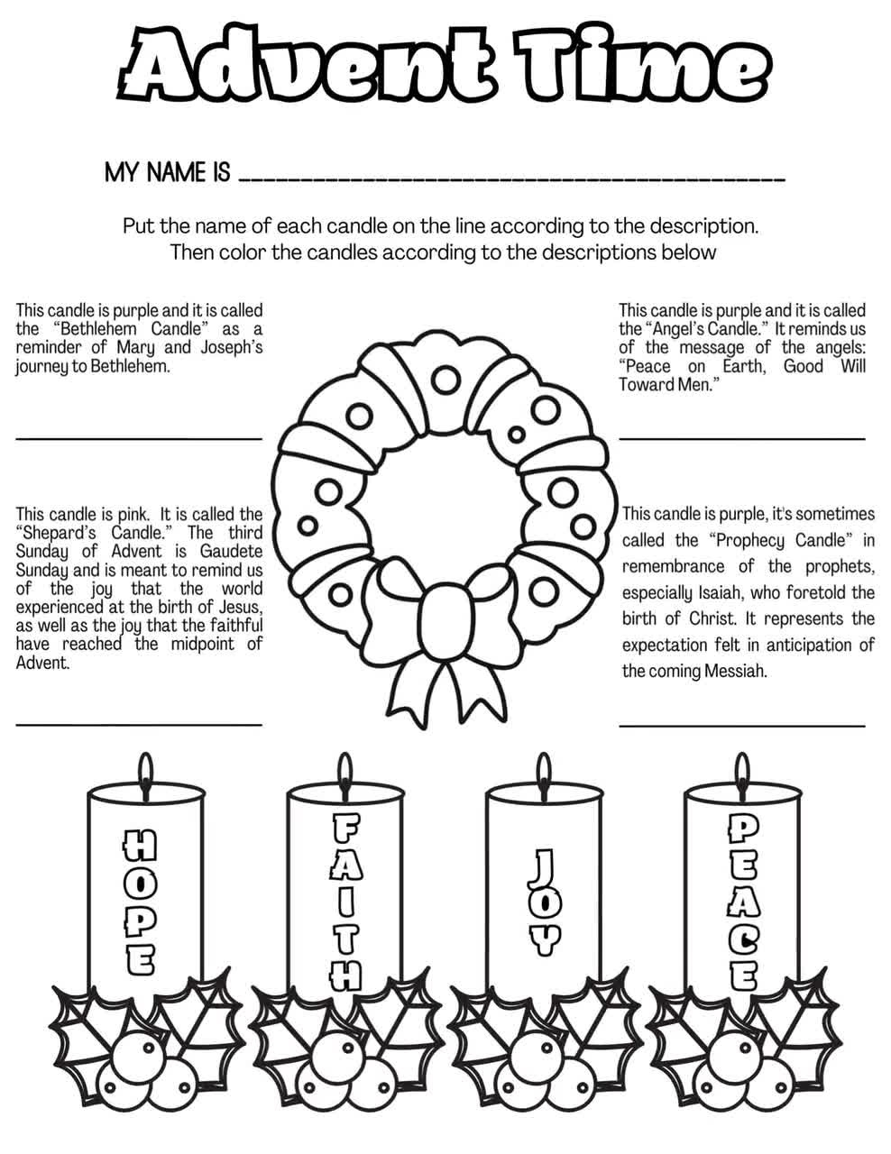 Advent Time Coloring Page For Kids, Catholic Activities For inside Free Printable The Meaning Of Advent Worksheets