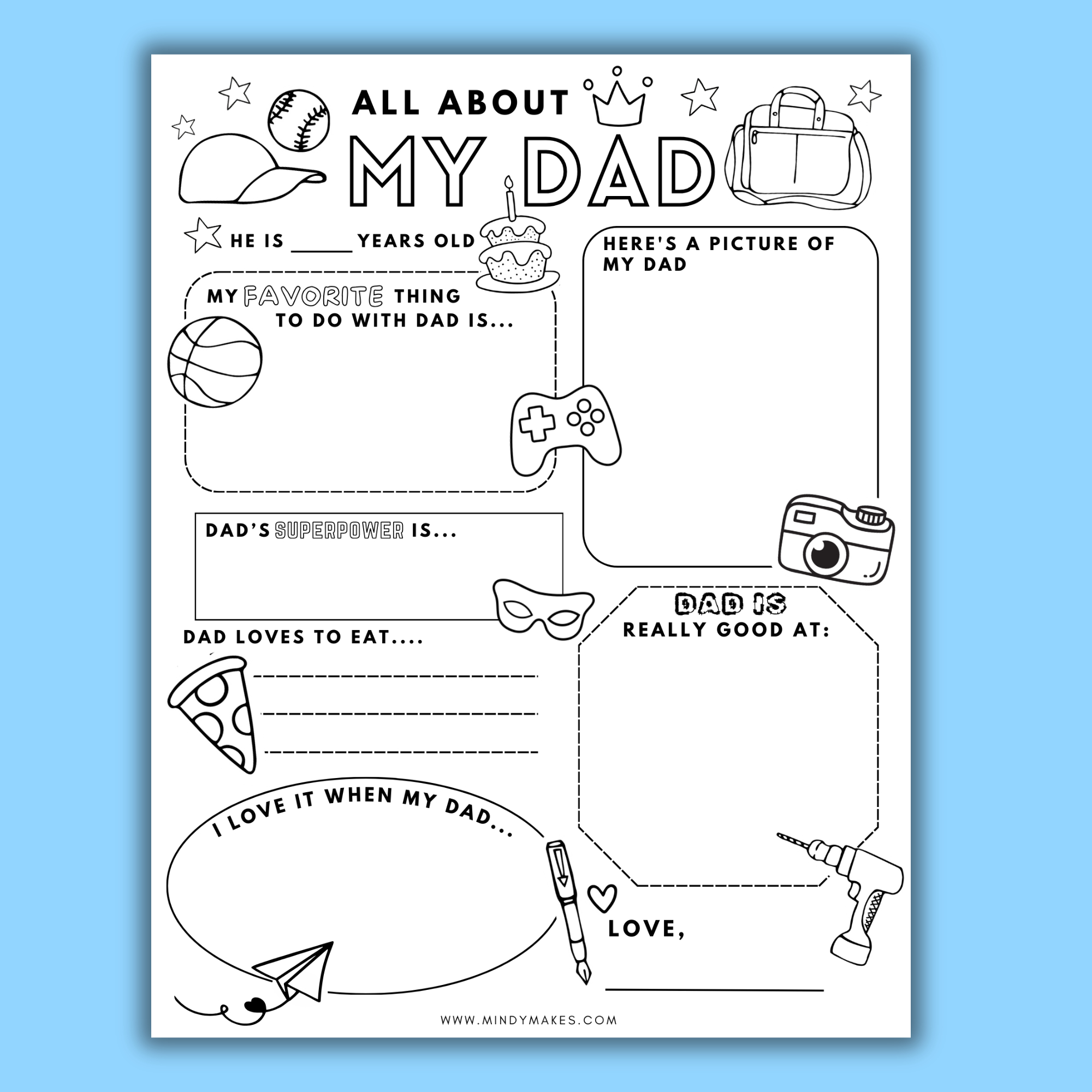 All About Dad Free Printable Pdf with regard to Free Printable Our Father Worksheets