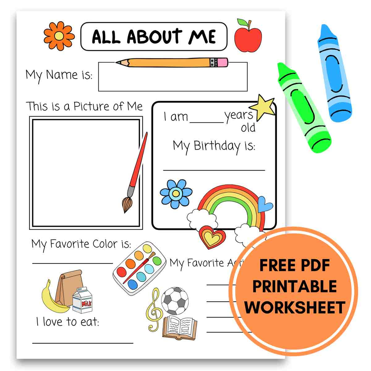 All About Me Printable Preschool Worksheet (Free Pdf) within Free Printable All About Me Worksheets Preschool