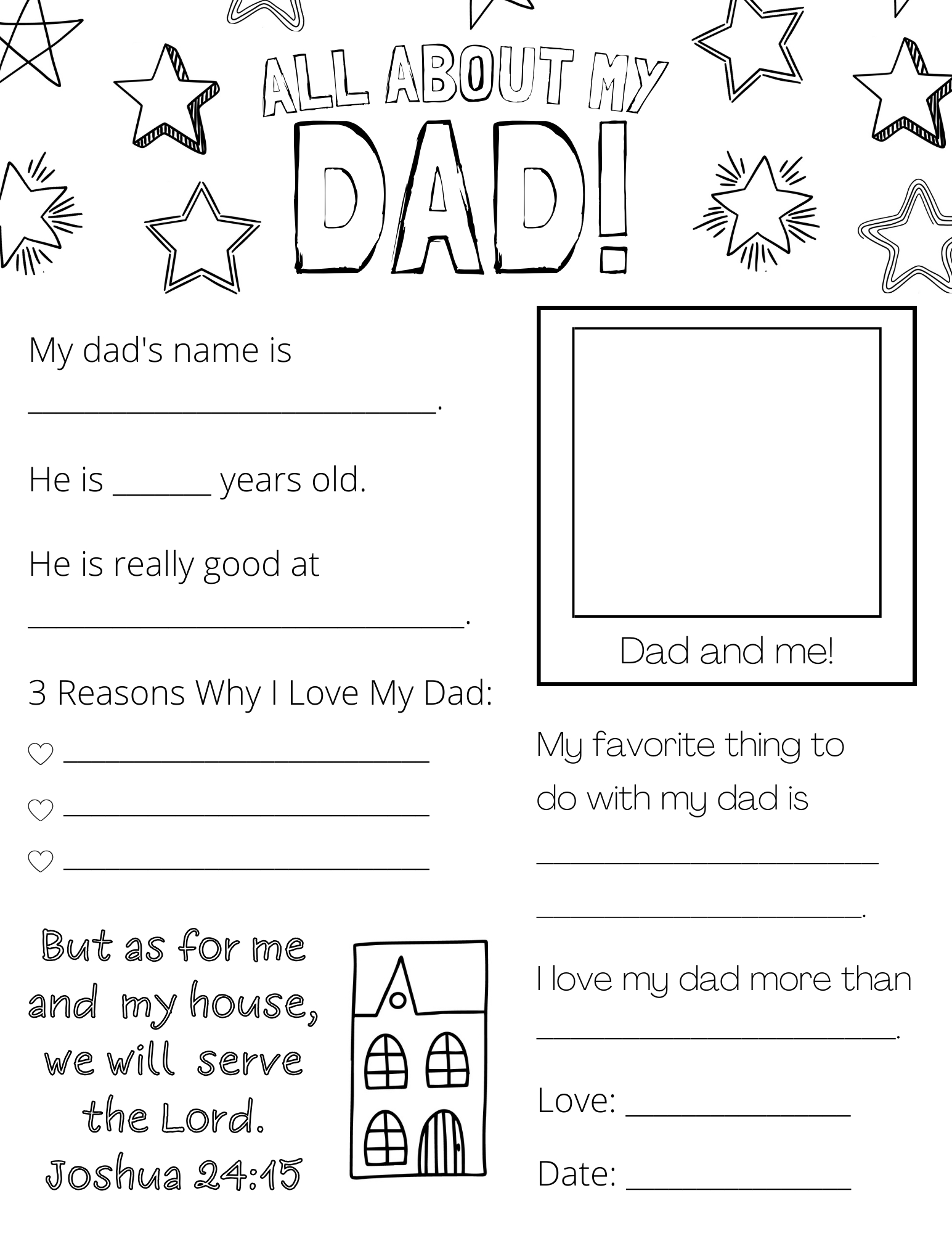 All About My Dad (Papa, Grandpa) Free Printable - Out Upon The Waters within Free Printable All About My Dad Worksheets