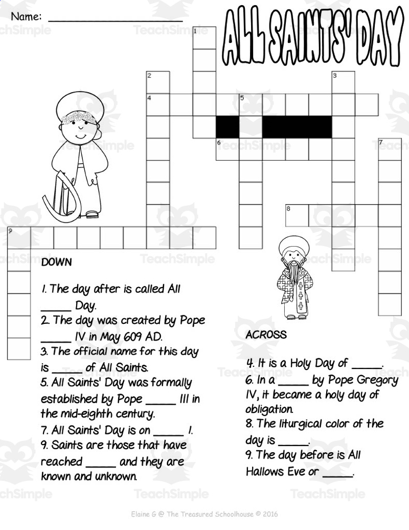 All Saints' Day Activity Pack 1 pertaining to Free Printable All Saints Day Worksheets