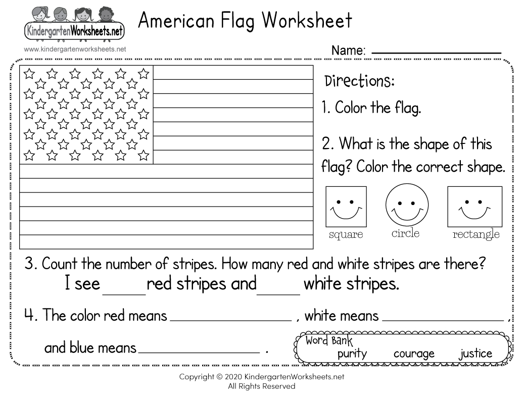 American Flag Worksheet - Free Printable, Digital, & Pdf for Free Printable Flag Day Worksheets
