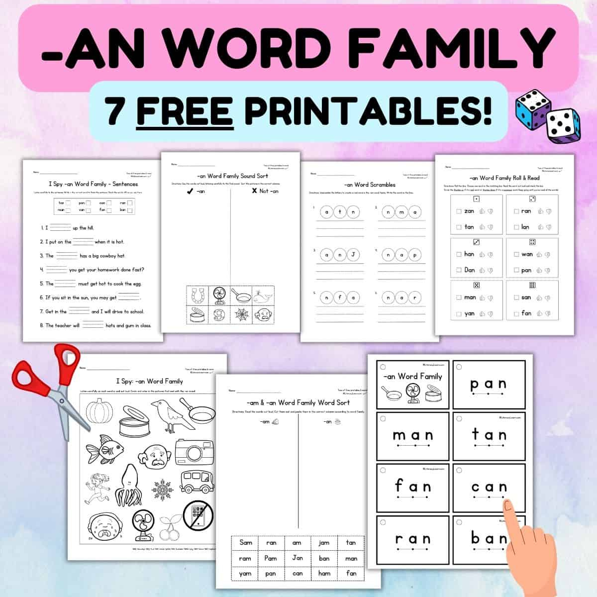 An Word Family Worksheets: 7 Free Printables! - Literacy Learn within Free Printable An Word Family Worksheets