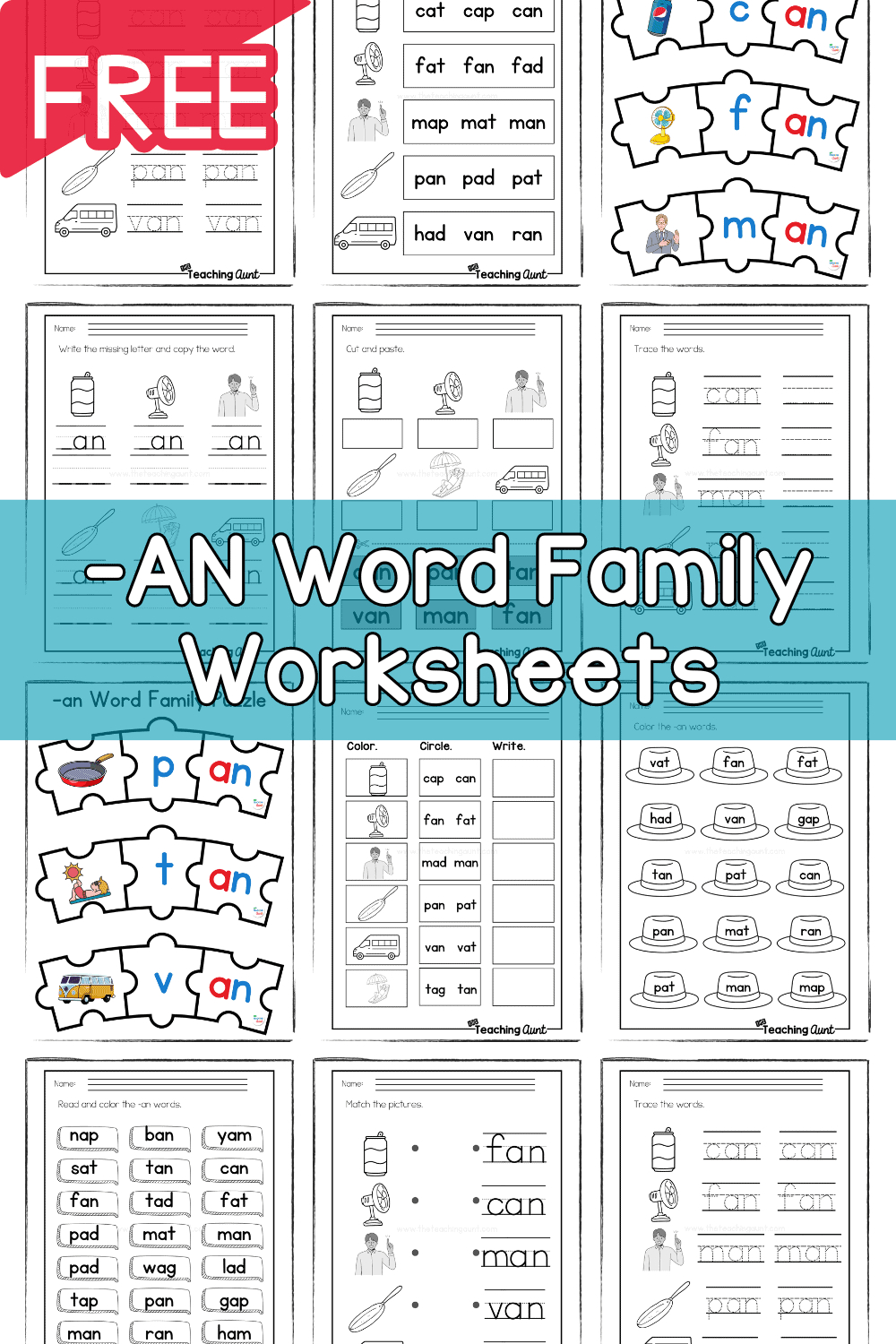 An Word Family Worksheets - The Teaching Aunt in Free Printable An Word Family Worksheets