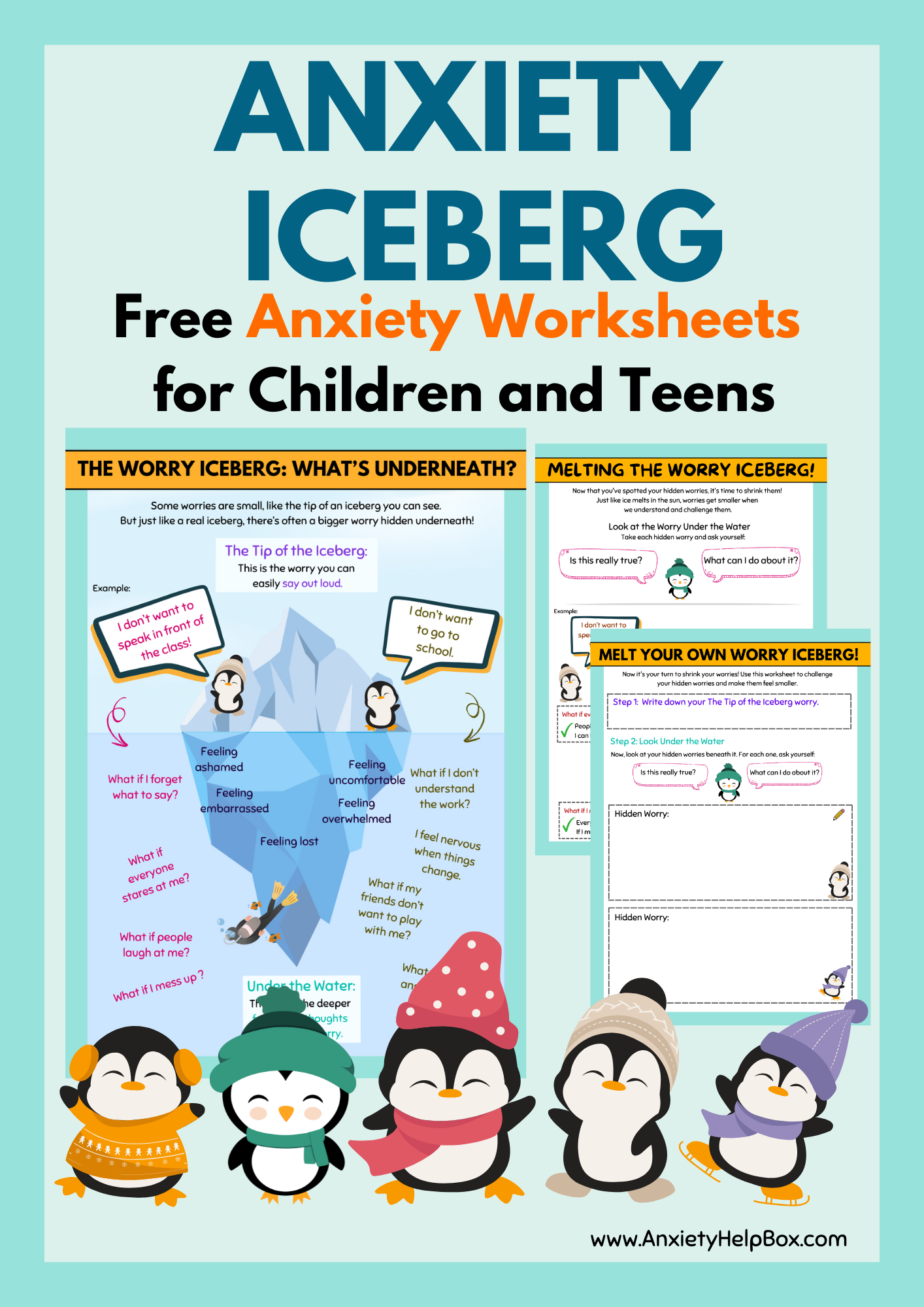 Anxiety Iceberg – Free Worry Worksheets For Children And Teens in Free Printable Anxiety Worksheets