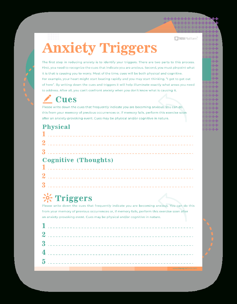 Anxiety Worksheets inside Free Printable Anxiety Worksheets For Adults