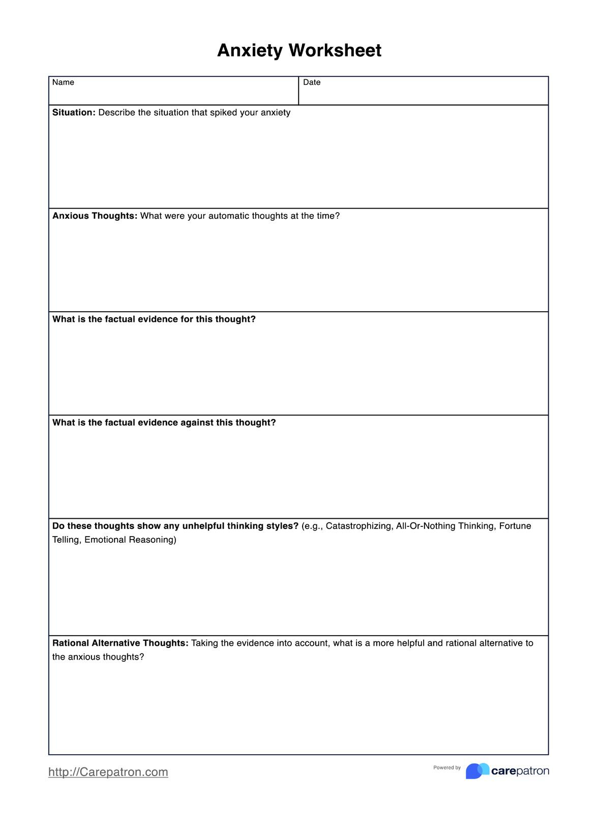 Anxiety Worksheets pertaining to Free Printable Anxiety Worksheets For Adults