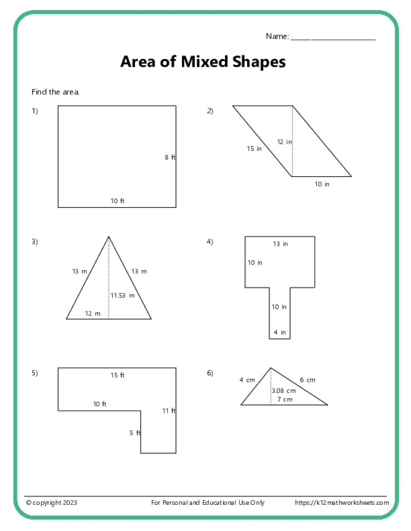 Area And Perimeter Of Mixed Shapes - K12 Math Worksheets within Free Printable Area Worksheets 3Rd Grade