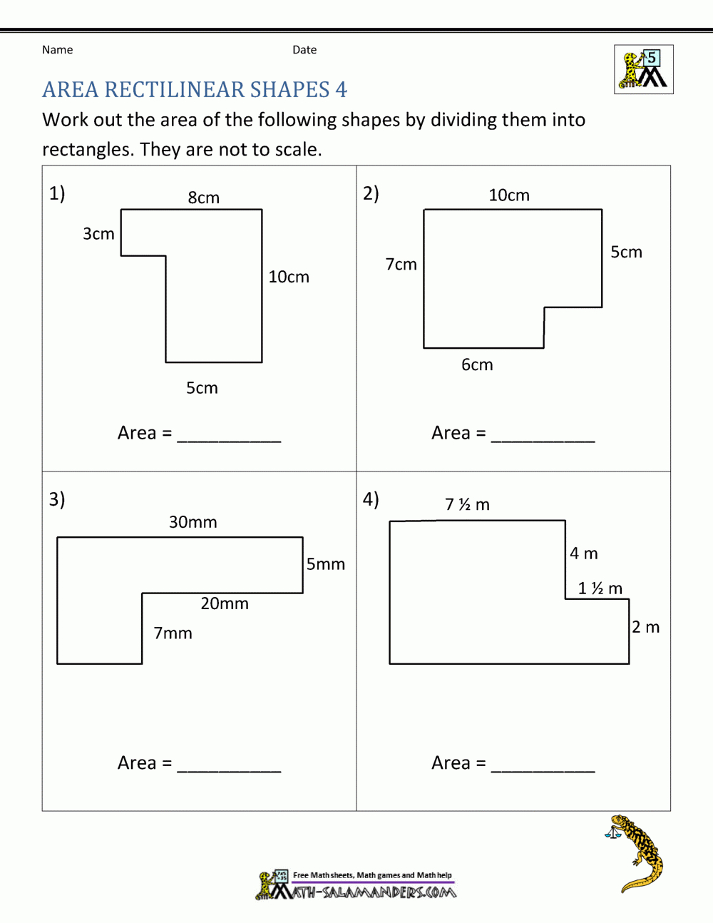 Area Of Rectangle Worksheets for Free Printable Area Worksheets 3Rd Grade