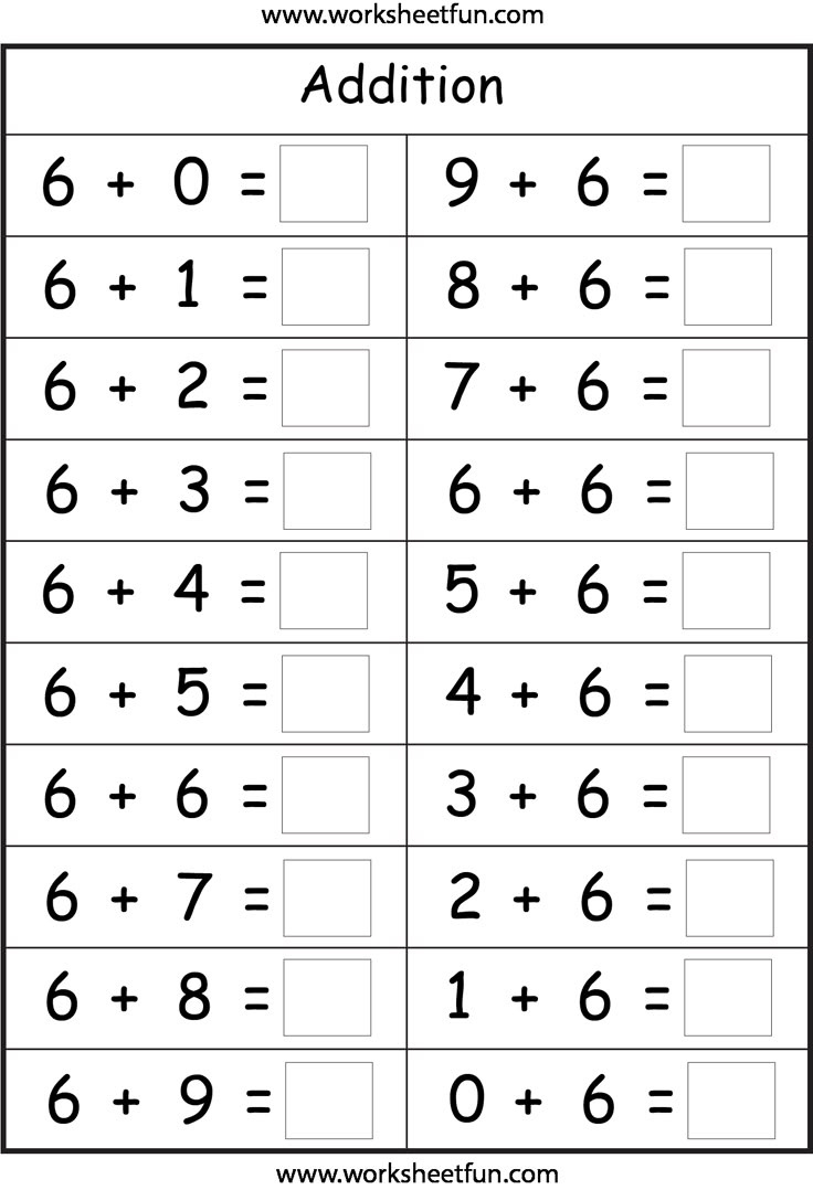 Basic Addition Facts – 8 Worksheets / Free Printable Worksheets for Addition Facts Worksheets Free Printable