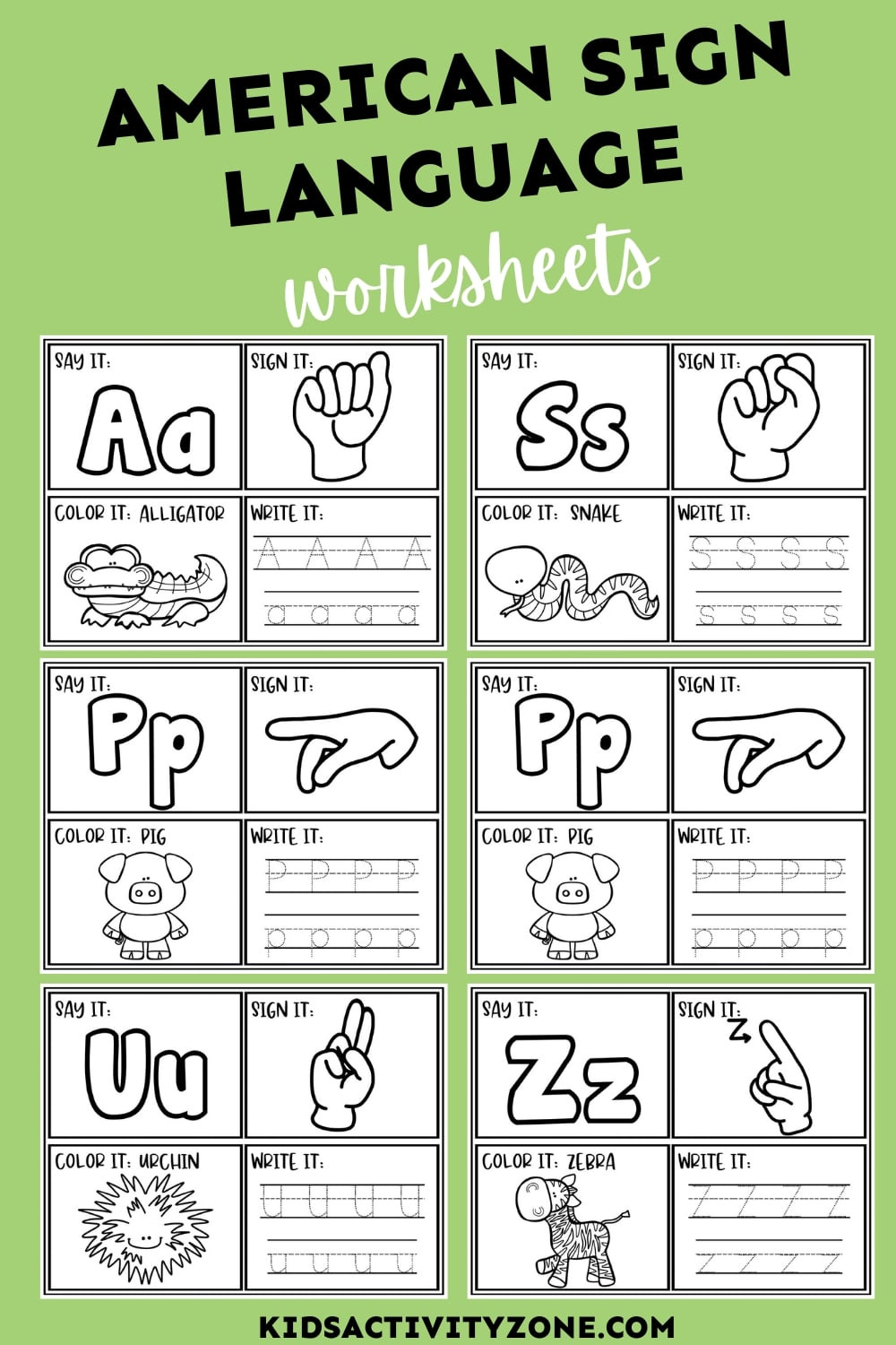 Beginner American Sign Language Worksheets - Kids Activity Zone inside Free Printable Asl Worksheets For Beginners