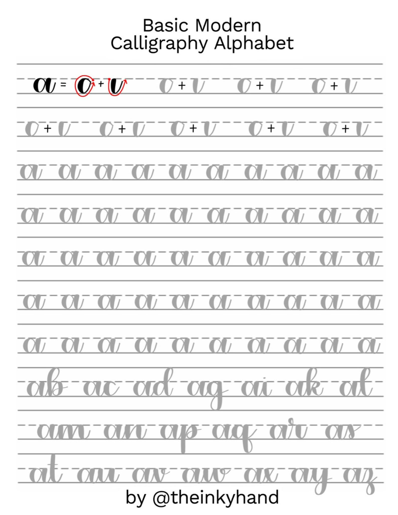 Beginner Printable Calligraphy Practice Sheets - Printable Party for Free Printable Calligraphy Worksheets For Beginners