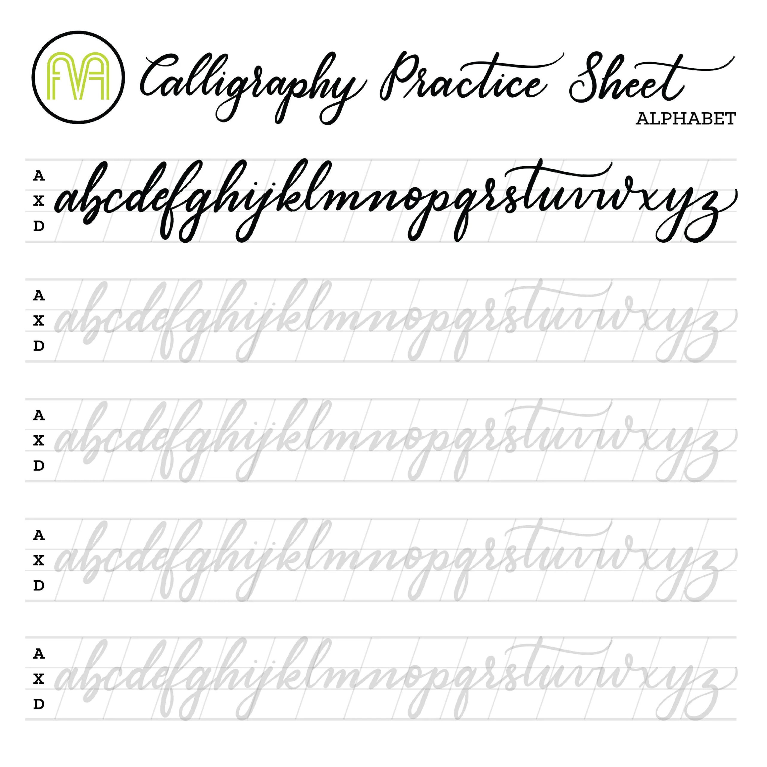 Beginner Printable Calligraphy Practice Sheets - Printable Party in Free Printable Calligraphy Worksheets For Beginners
