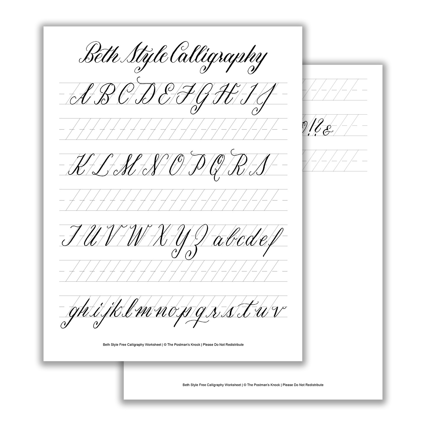 Beth Style Calligraphy Standard Worksheet | The Postman&amp;#039;S Knock with regard to Free Printable Calligraphy Worksheets For Beginners