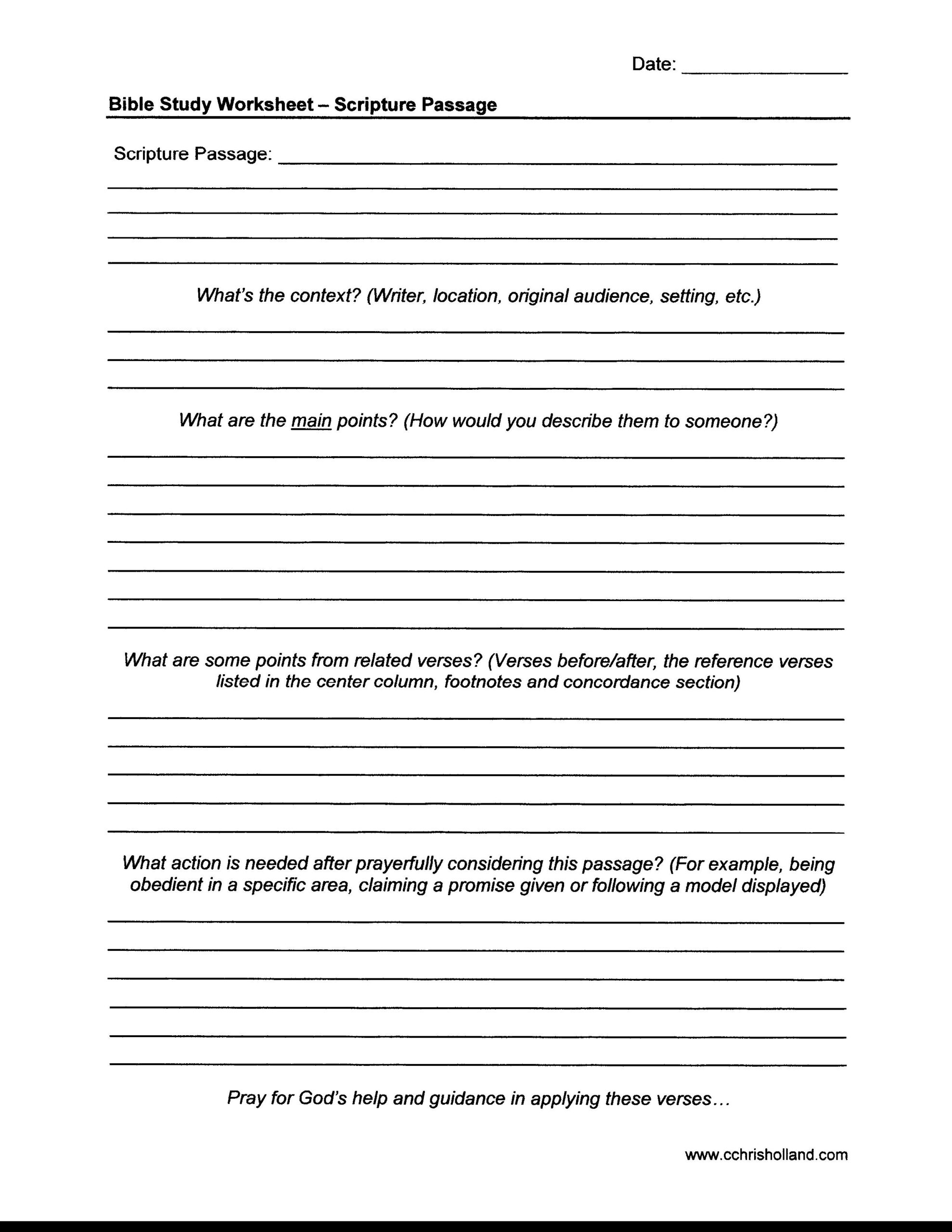 Bible Study Worksheets | Cchrisholland in Free Printable Bible Study Worksheets