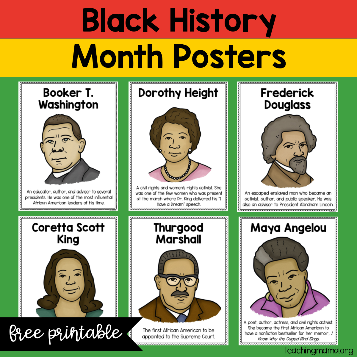 Black History Month Posters - Free Printable - Teaching Mama within Free Printable Black History Worksheets For Kindergarten