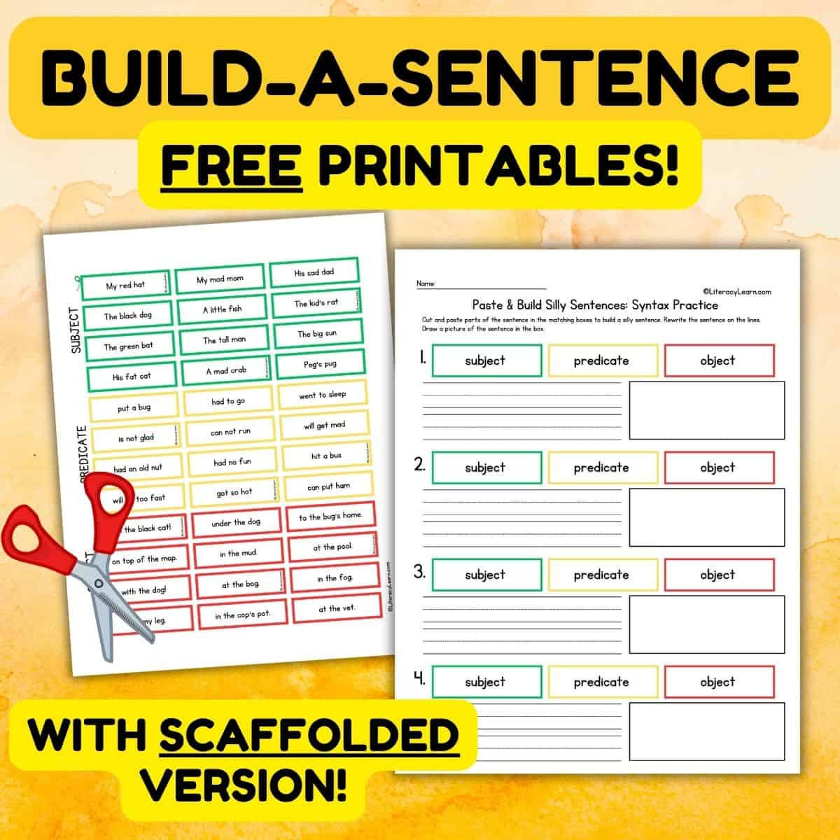Build A Sentence Worksheets - Free Printables! - Literacy Learn intended for Free Printable Sentence Building Worksheets