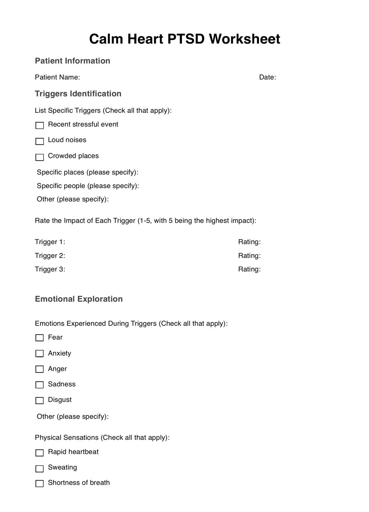 Calm Heart Ptsd Worksheets inside Free Printable Ptsd Worksheets