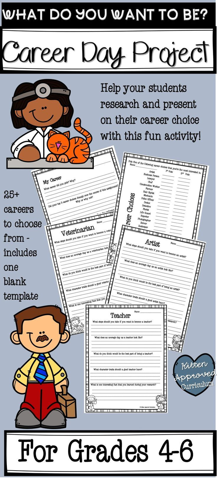 Career Exploration Worksheet | My Career Research Project with Free Printable Career Day Worksheets