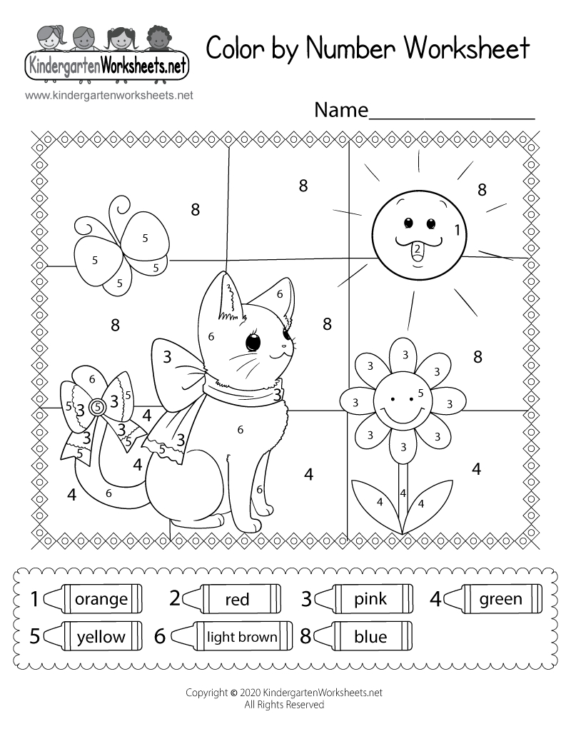 Cat Colornumber Worksheet - Free Printable, Digital, & Pdf for Free Printable Easy Color By Number Worksheets For Kindergarten