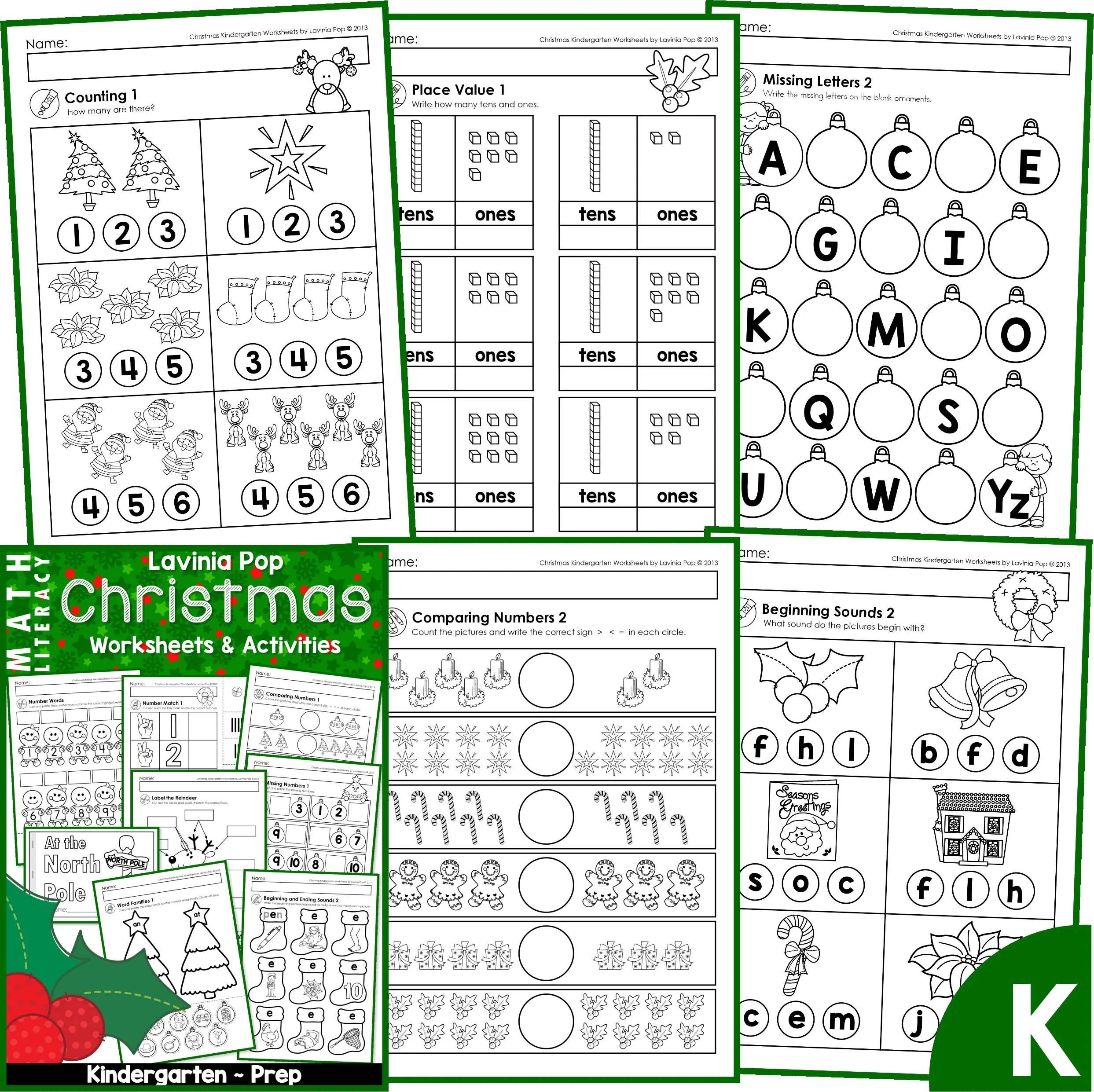 Christmas Math &amp;amp; Literacy Worksheets &amp;amp; Activities For Kindergarten regarding Free Printable Christmas Worksheets For Kindergarten