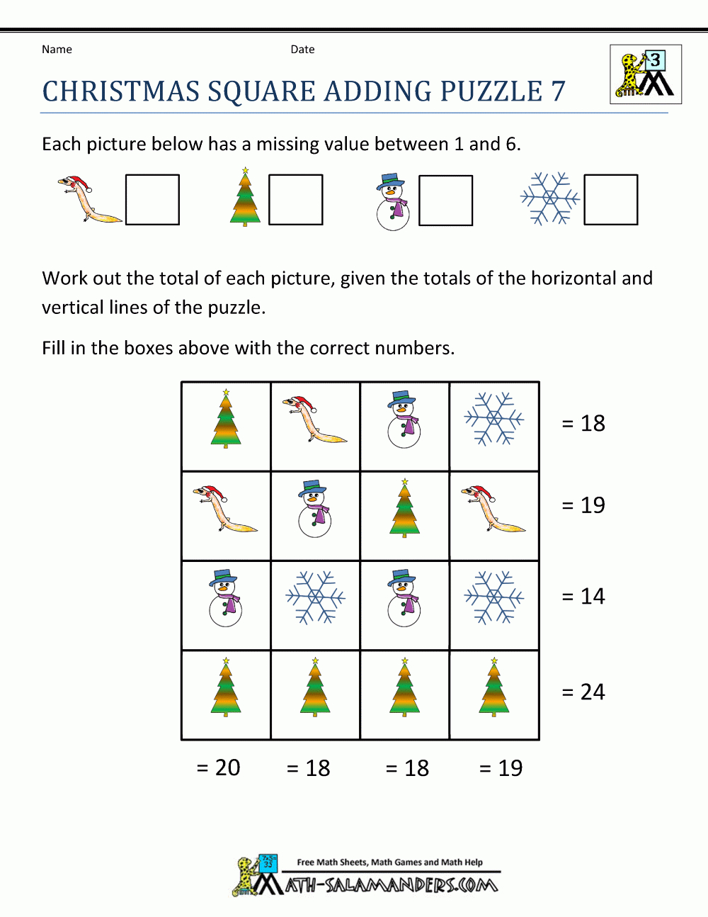 Christmas Math Worksheets with regard to Free Printable Christmas Math Worksheets