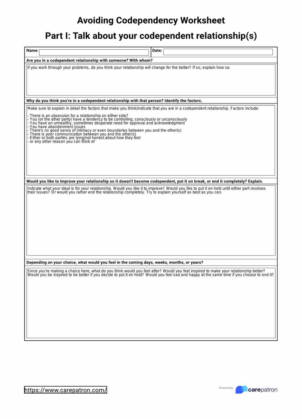 Codependency Worksheets with Free Printable Codependency Worksheets