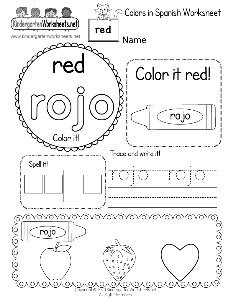 Color Red In Spanish Worksheet - Free Printable, Digital, &amp;amp; Pdf in Free Printable Worksheets In Spanish