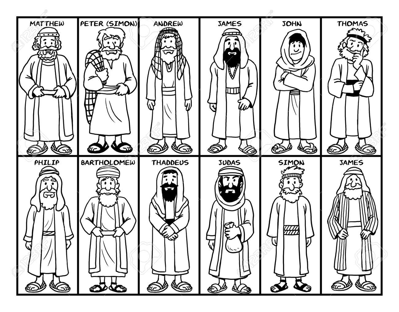 Coloring Page Of Jesus&amp;#039; Twelve Disciples Stock Photo, Picture And throughout Free Printable 12 Disciples Worksheets