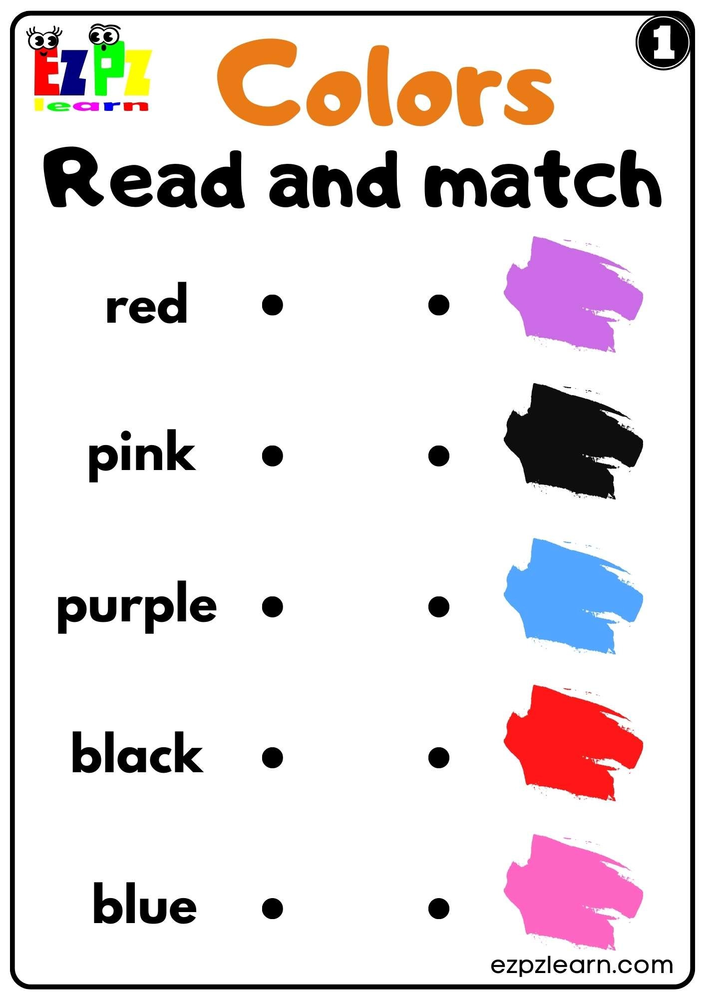 Colors Read And Match Worksheet For K5 Kindergarten And Esl Pdf with Free Printable Color Matching Worksheets For Preschool