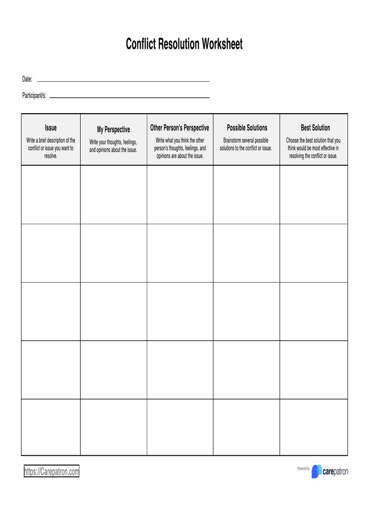 Conflict Resolution Worksheets throughout Free Printable Conflict Resolution Worksheets