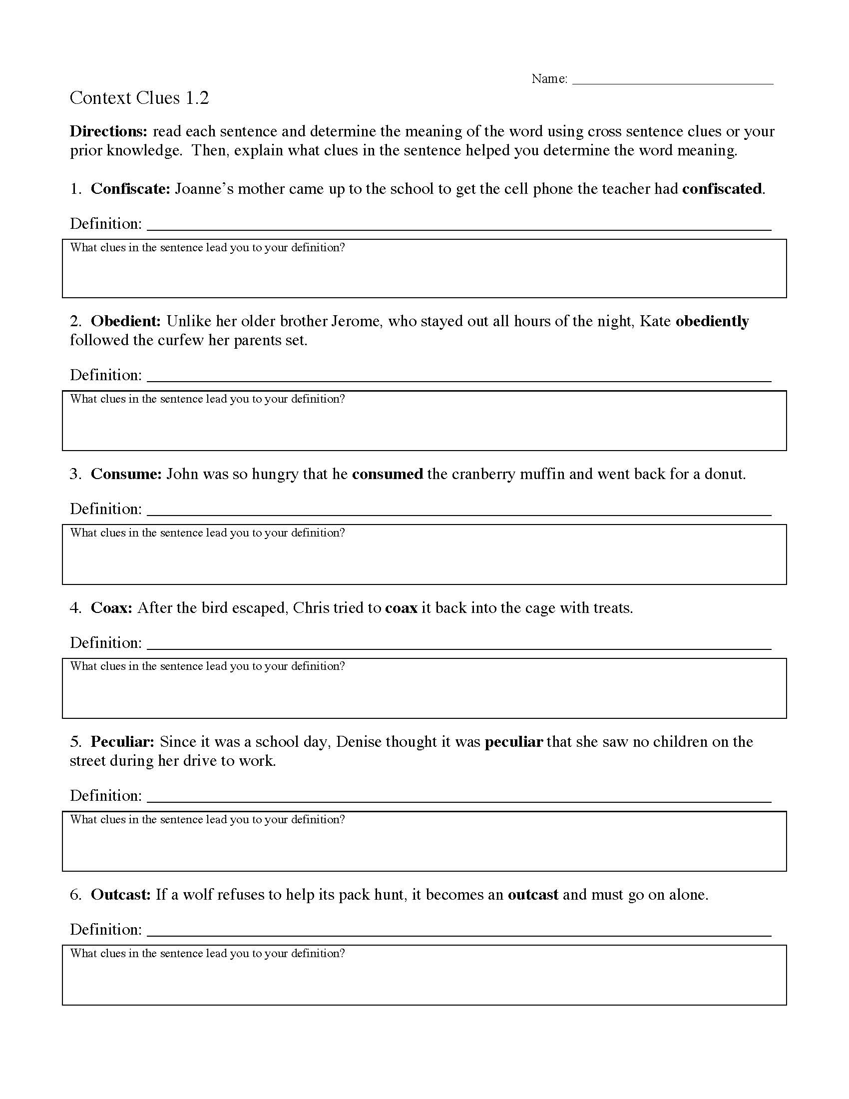 Context Clues Worksheets | Ereading Worksheets with regard to Free Printable Context Clues Worksheets