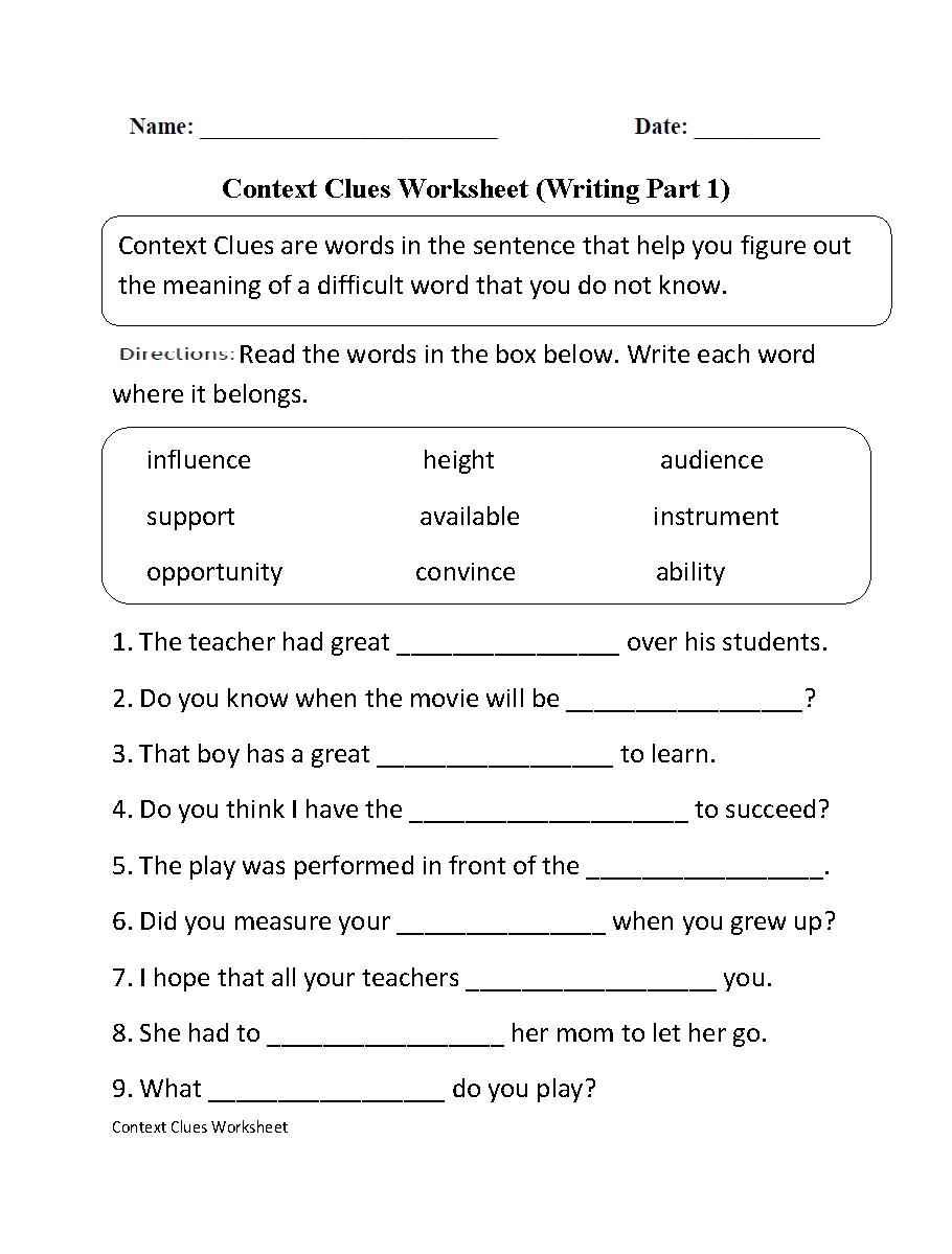 Context Clues Worksheets | Printable Vocabulary Inference Activities throughout Free Printable Context Clues Worksheets
