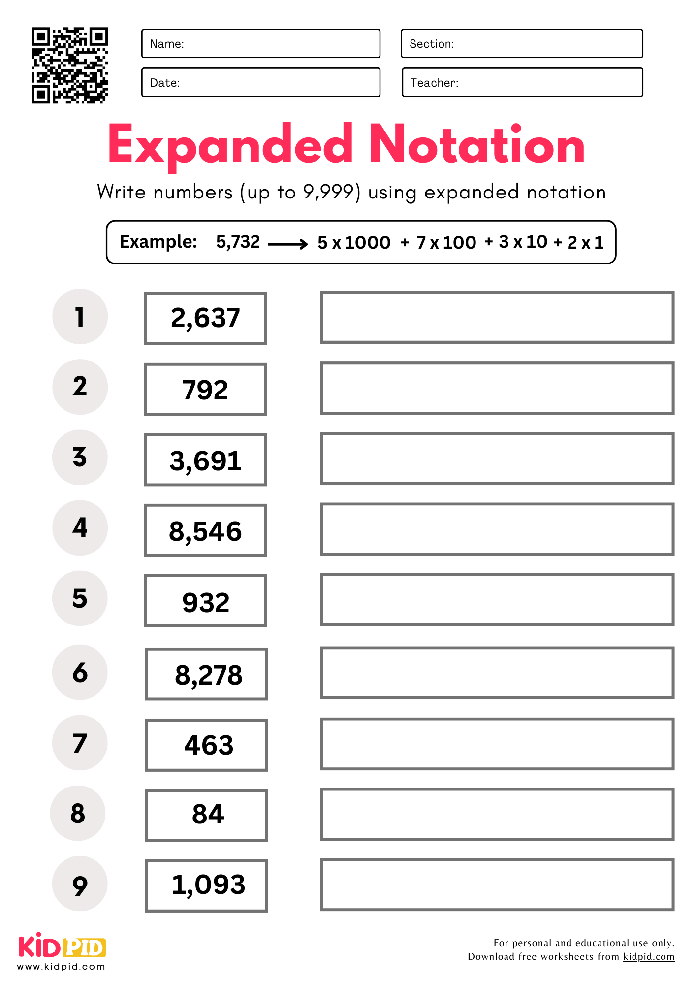 Convert Normal To Expanded Notation Place Value Worksheets For throughout Free Printable Expanded Form Worksheets