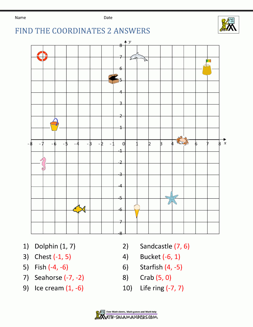 Coordinate Plane Worksheets - 4 Quadrants with Free Printable Coordinate Plane Worksheets
