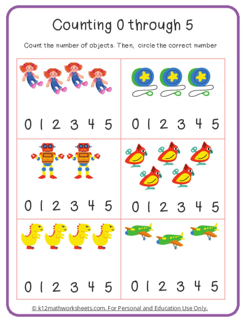Counting Worksheets | K12Mathworksheets with regard to Free Printable Counting Worksheets For Kindergarten