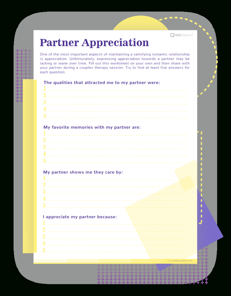 Couples Therapy Worksheets with Free Printable Couples Therapy Worksheets