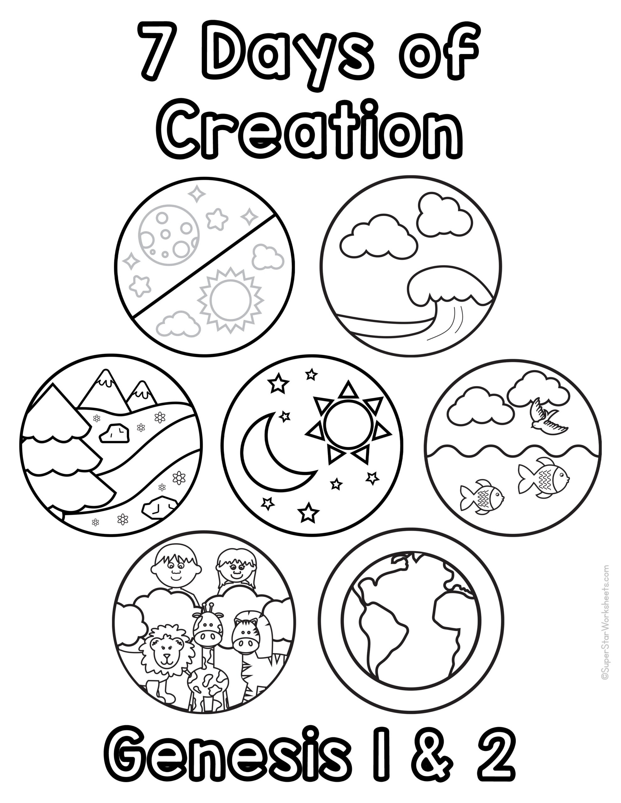Creation Coloring Pages (Free Printables) - Superstar Worksheets for Free Printable Creation Worksheets