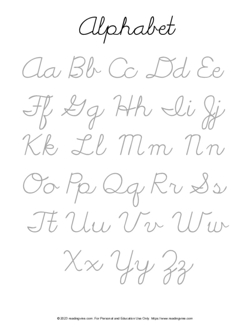 Cursive Writing Practice Sheets (Pdf) - Readingvine in Free Printable Cursive Alphabet Worksheets